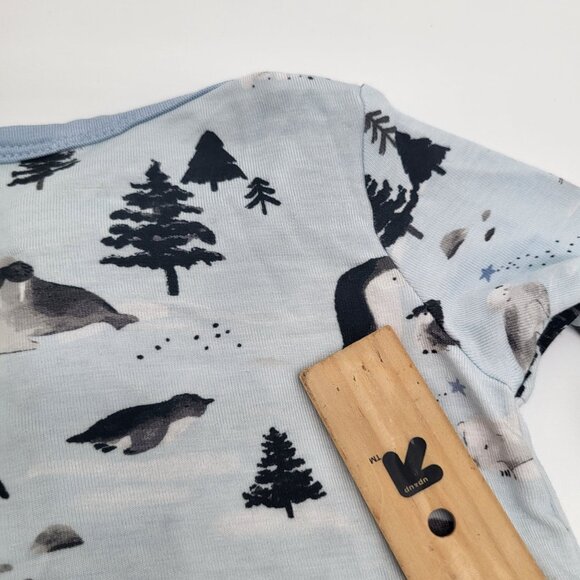 ANGEL DEAR Baby 0-3M Arctic Animals Blue Romper Sleeper Zip Pajama NWT - Picture 4 of 6